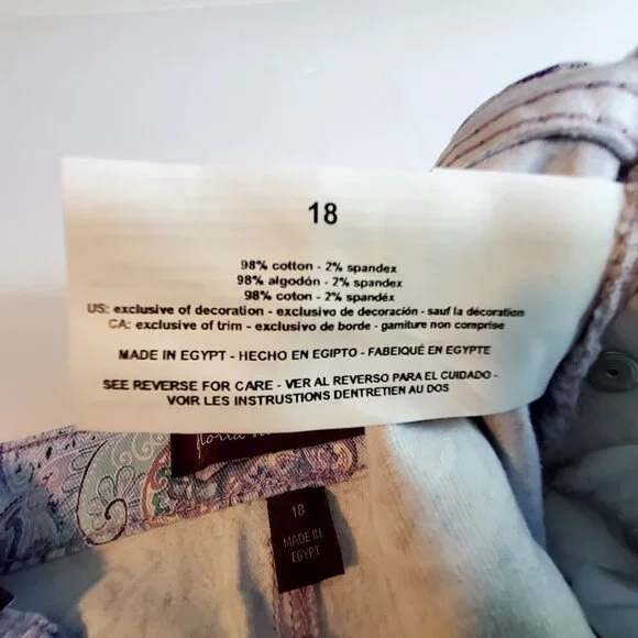 Gloria Vanderbilt Amanda Capri Jeans Lavender Kiss Prussian Paisley Print Size18 - Picture 12 of 16